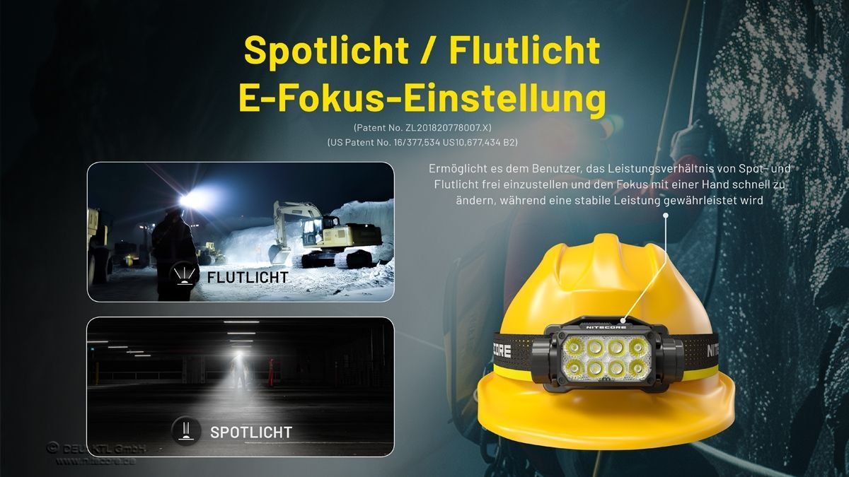 NiteCore Lampade: NiteCore HC75 UHE - 3000 Lumen, E-Focus Arbeits-Stirnlampe – Nuovo e nell'imballaggio originale da Grüningen venduto da Prolumin 6