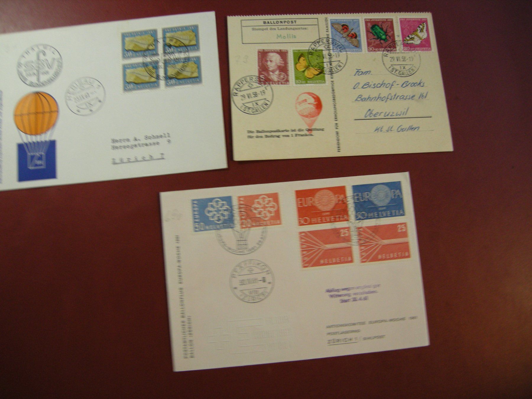 Alle Briefmarken: 11 BALLONPOST BRIEFE + 3 DIVERSE FLUGBRIEFE – Gebraucht aus Eschenbach SG von eDaisy 3