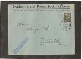 GLARUS 14.12.26 Brief nach Zürich (Jacq. Spälti) [CH86]