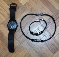 FOSSIL - Montre avec bracelet en cuir marron foncé et set