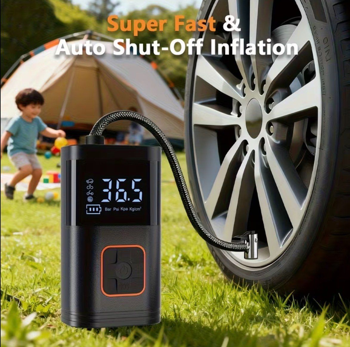 Pumpen: Gonfleur de pneus portable 150 PSI, pour voiture, vélo, m... – Neu und originalverpackt aus Thônex von BrYu 8
