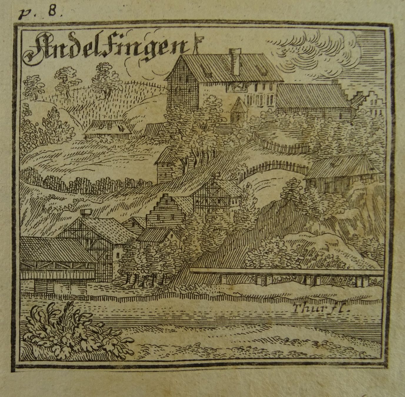 Incisioni: ANDELFINGEN, KUPFERSTICH, BLUNTSCHLI 1742 – Usato da Grüningen venduto da Kartensammler