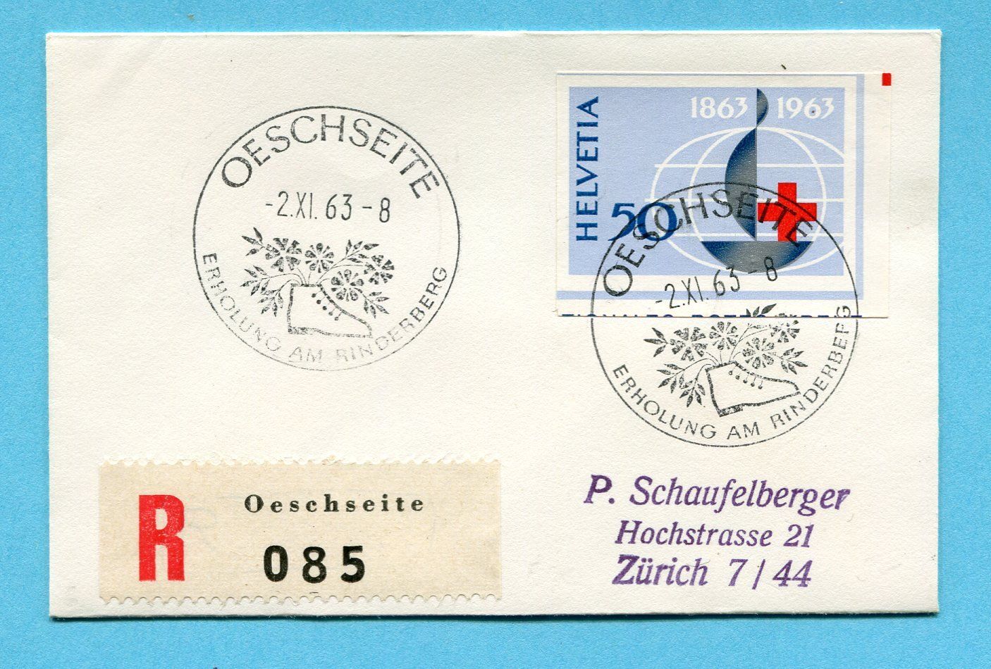 Tutti i francobolli: Briefli Oeschseite 1963 - mit Blockausschnitt W23 – Usato da Opfikon venduto da Prophila