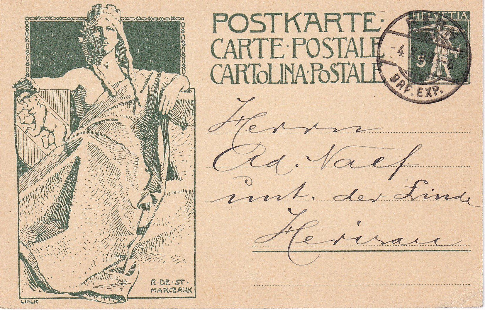 Tutti i francobolli: Postkarte Bern - Herisau 4.10.1909+++ – Usato da Samnaun-Compatsch venduto da Marken-Murk