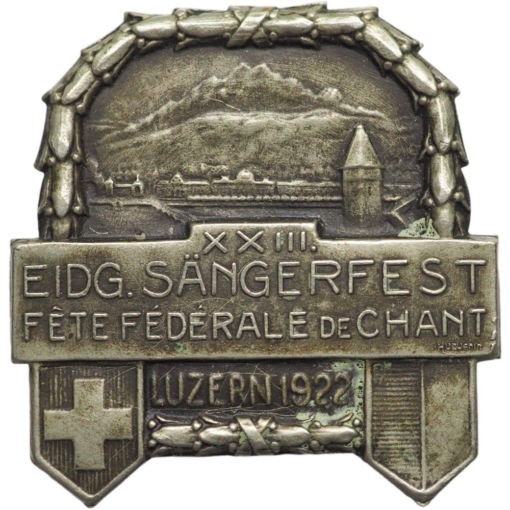 Medaglie: Schweiz Abzeichen Eidg. Sängerfest 1922 Luzern – Usato da Liestal venduto da fibonaccis