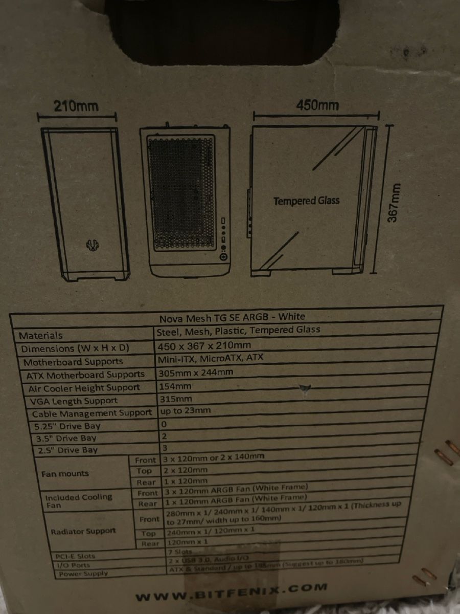Custodie: Bitfenix Nova Mesh SE TG White PC Gehäuse – Nuovo (secondo la descrizione) da Unterkulm venduto da AnoliOccasion 8