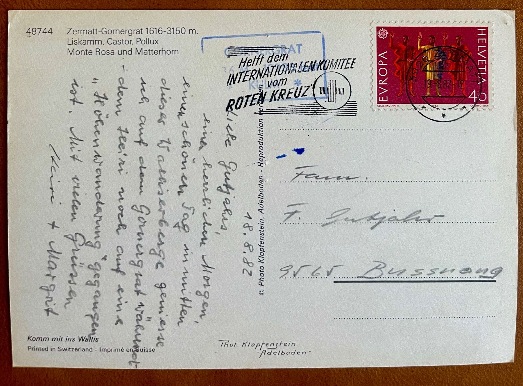 Cartoline postali: ZERMATT - Gornergratbahn 1982 – Usato da Lutry venduto da Ediego 1