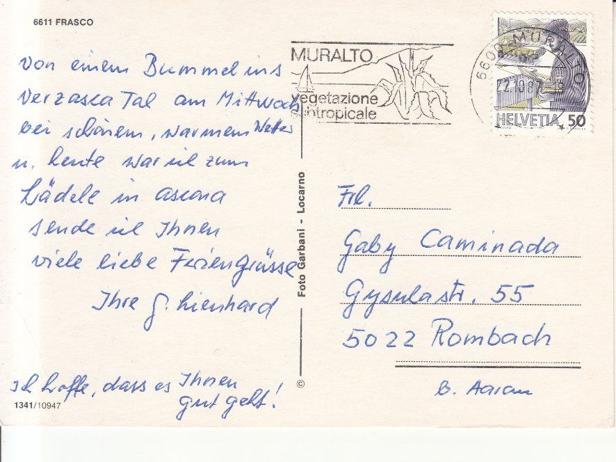 Cartoline postali: Frasco 1987 – Usato da Bürglen TG venduto da StampGraf 1