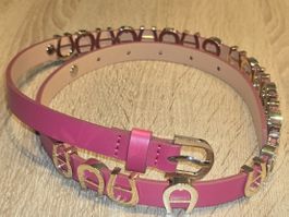 Aigner Gürtel Pink Leder, 1mal getragen, Grösse 80cm