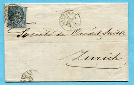 Faltbrief von Lausanne nach Zürich 1863 - Abs: Banque Cant.