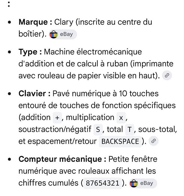 Calculatrices: Machine à calculer clary  – D'occasion à Savagnier par parero 1