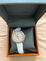 Montre avec bracelet en cuir blanc pour femme