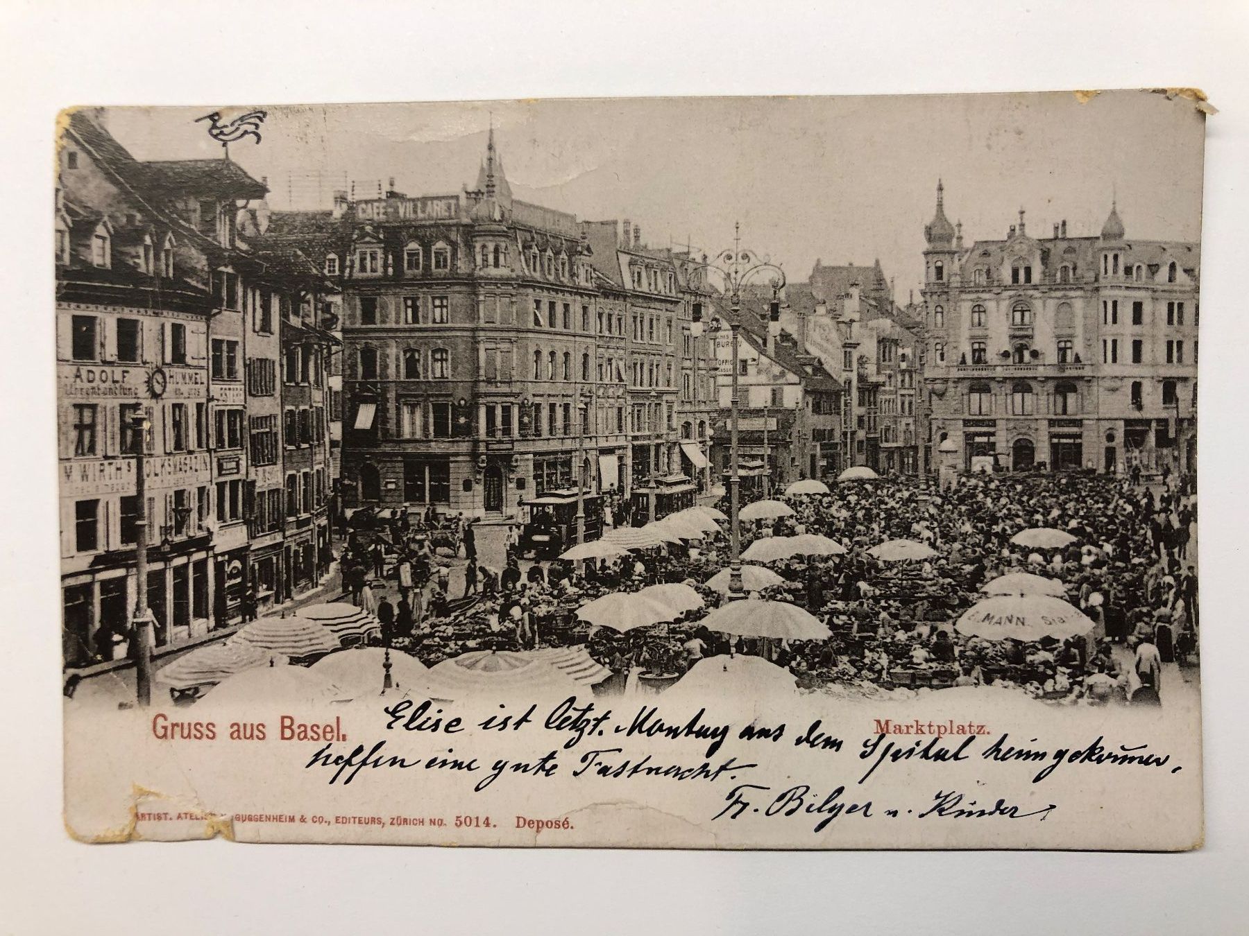 Cartoline postali: AK Gruss aus Basel Marktplatz 1901 – Usato da Nunningen venduto da anclaudia