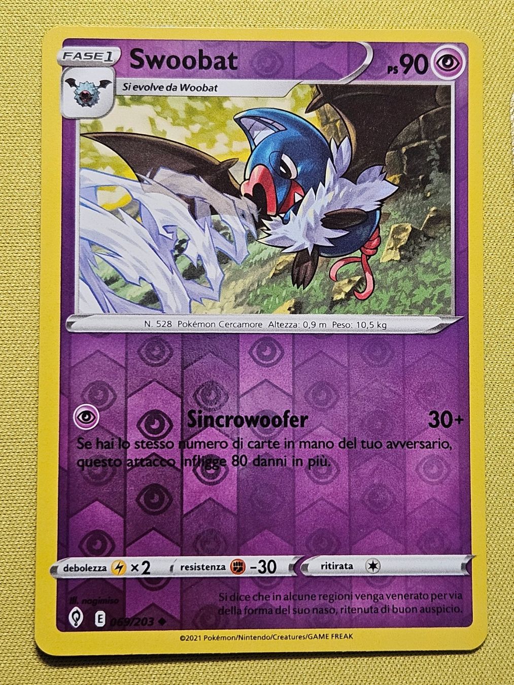 Pokémon Carte collezionabili: Evolving Skies - Swoobat 069/203 IT – Usato da Bellinzona venduto da Pokemarco