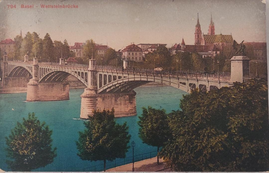 Cartoline postali: BASEL - Wettsteinbrücke - 1912 – Usato da Delémont venduto da Domdom1