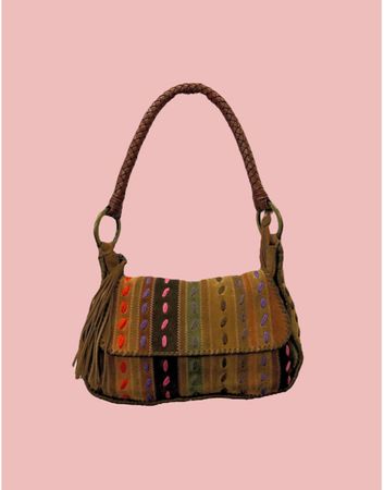 Missoni Vintage Wildleder Tasche Boho Stil 70er Jahre