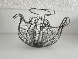 Eier-Korb / Metalldraht / Huhnform