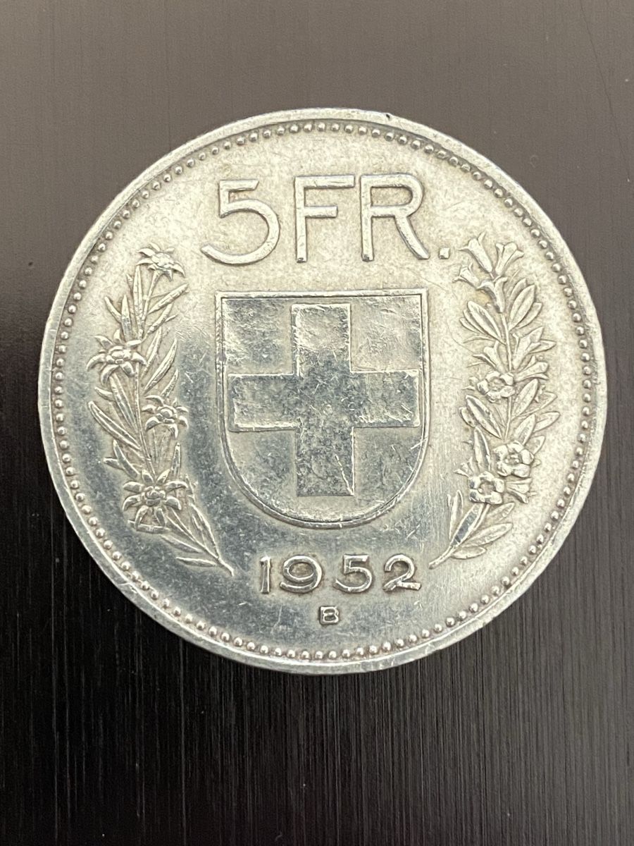 Alle Münzen: CH, 5 Fr 1952 Argent  – Gebraucht aus Corsier-sur-Vevey von Ginoarturo