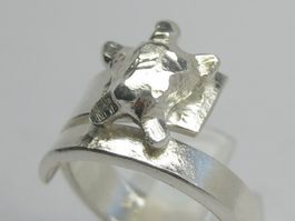 Einzelstück Ring Silber 999 + MP Schildkröte Gr. 57 / 7.93 g