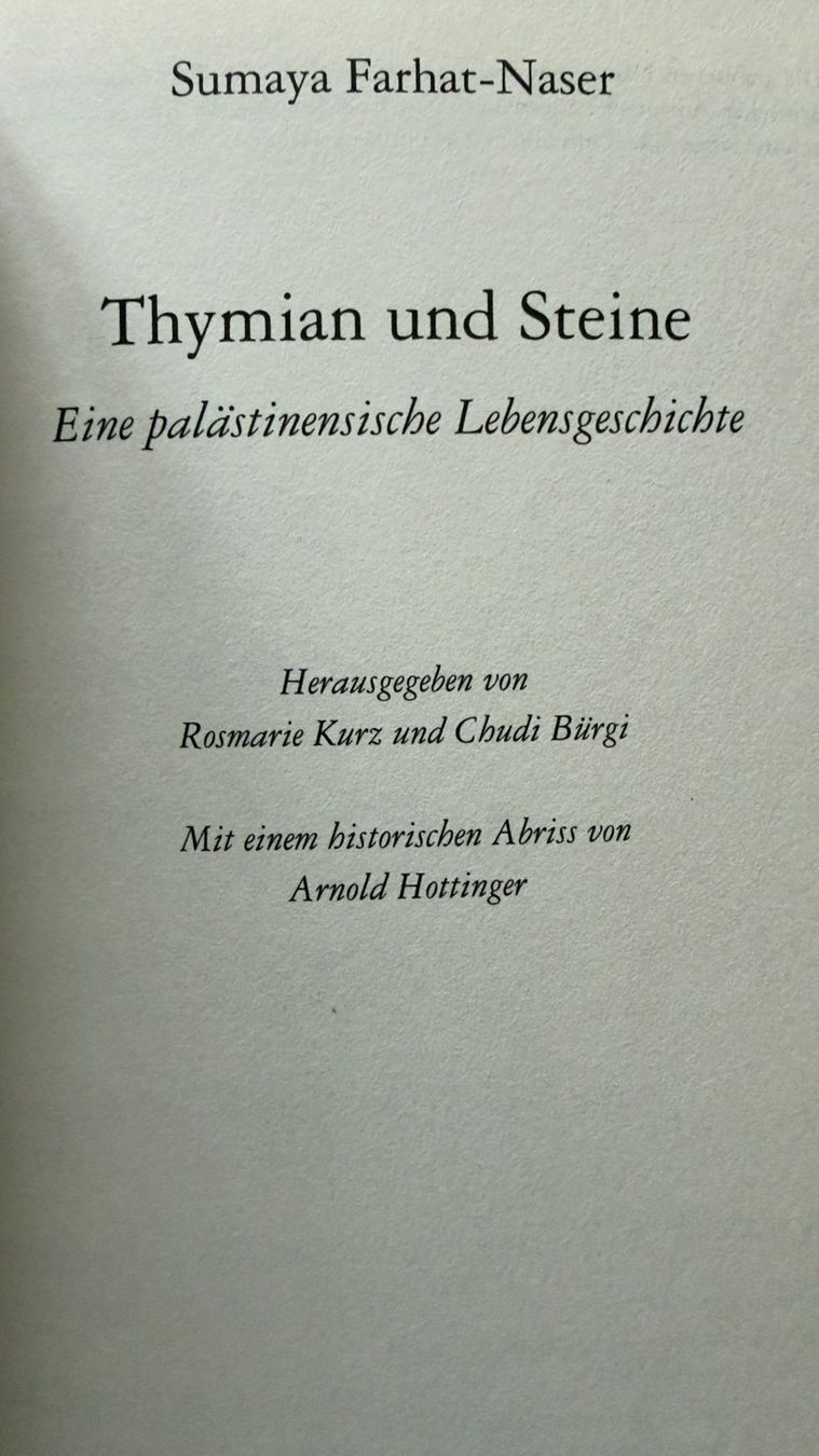 Libri: Thymian und Steine - Sumaya Farhat-Naser – Nuovo (secondo la descrizione) da Bern venduto da MarieBrocante 2