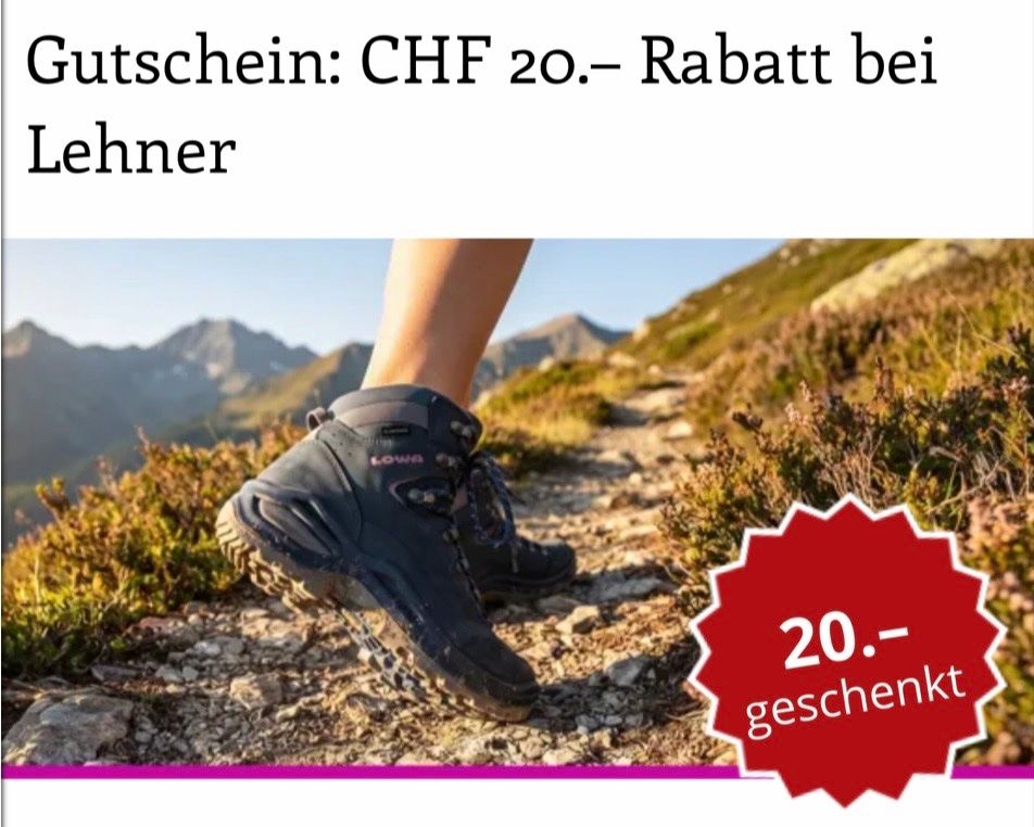 Buoni: Lehner Versand 20 CHF Rabatt Gutschein – Nuovo e nell'imballaggio originale da Zürich venduto da Marcel_2202