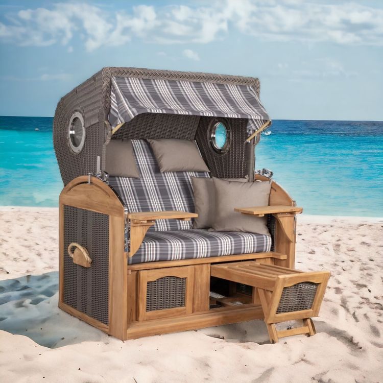 ⭐ 2.5er Teak Strandkorb Sylt - ca. 142cm Premium Ausführung (Neu und ...