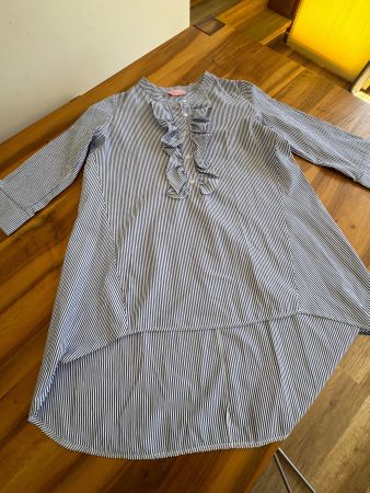 ESVIVID Tunikakleid dunkelblau gestreift, Rüschen S/M/L NWT