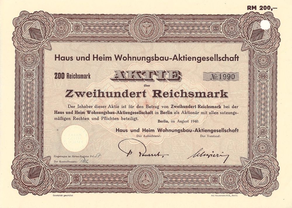 Haus und Heim Wohnungsbau AG, Berlin 1940 Kaufen auf Ricardo