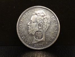 REPLIKA einer antiken Silbermünze  5 PESETAS 1871 ESPANA