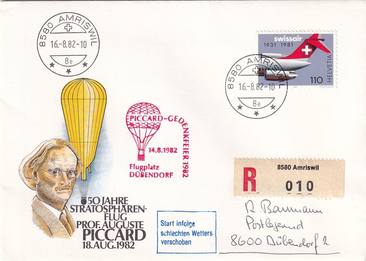 Tous les timbres: Piccard-Gedenkfeier Dübendorf 1982 – D'occasion à Baar par Asmara111