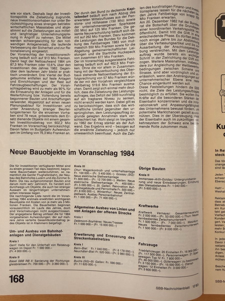 Zeitschriften & Magazine: SBB Nachrichtenblatt 12'83 164-176 – Gebraucht aus Bern von Spomme 4