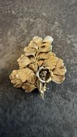 Broche vintage Flora Danica, argent sterling doré, chic!