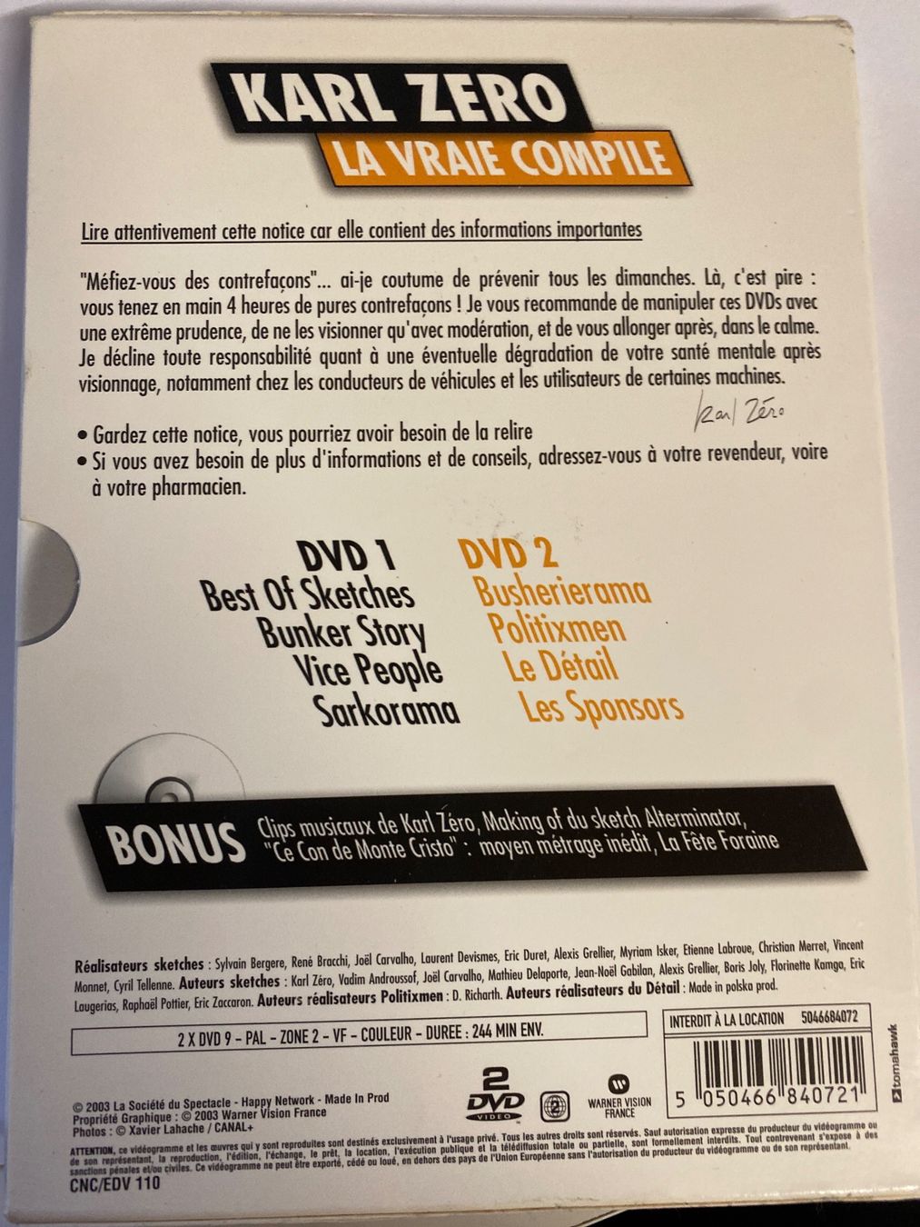 Tutti i DVDs: Karl Zero: La Vraie Compile - DVD - Incontournable – Usato da Le Brassus venduto da cinema13 1