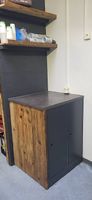 Schrank Kästchen Altholz / Platte grau