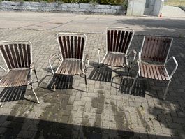 Gartenstühle Metall weiss 4 Stck. renovierungsbedürftig