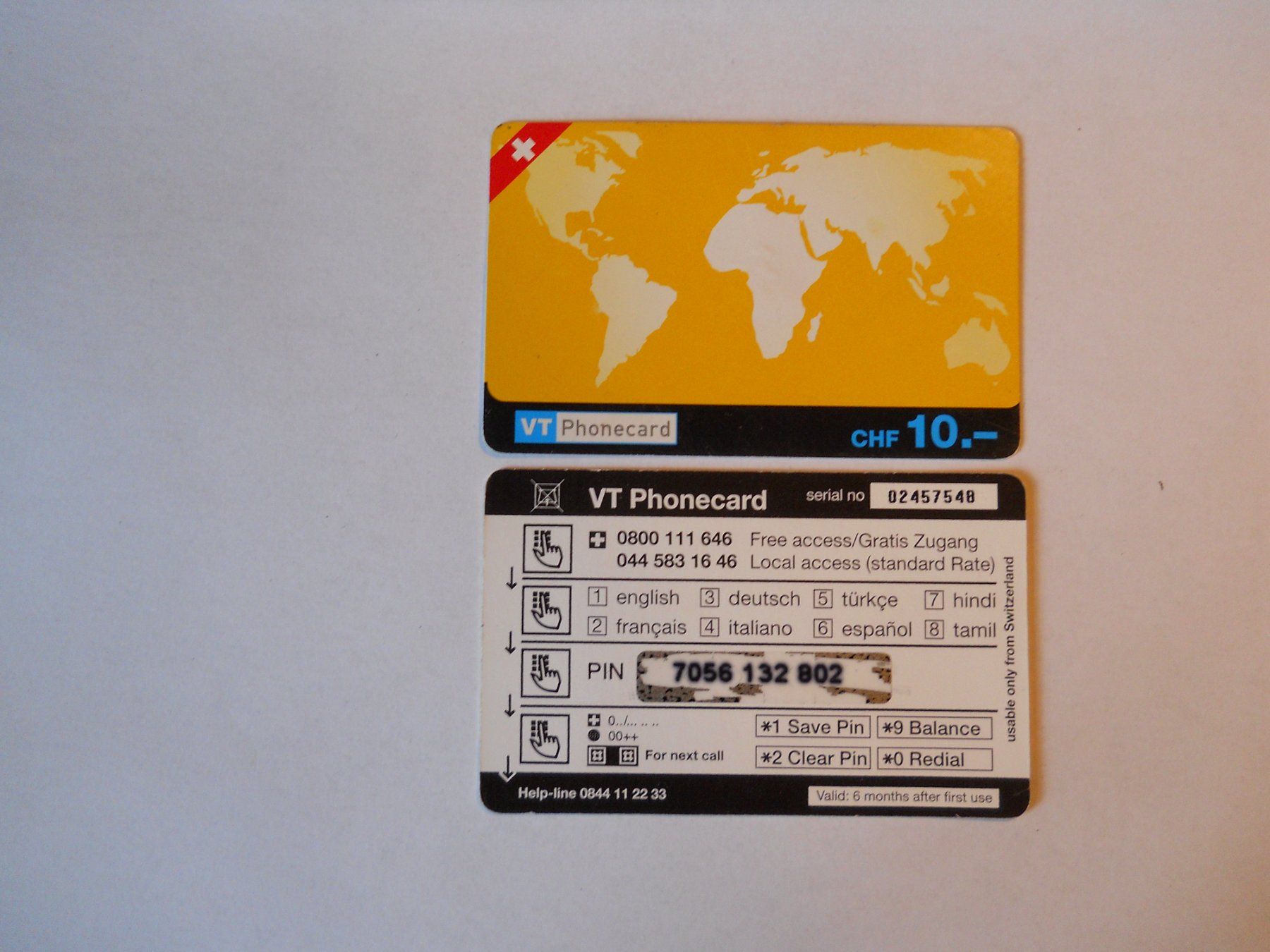 Telefon- & Taxkarten: VT Phonecard CHF 10.- – Gebraucht aus Boningen von FrediP