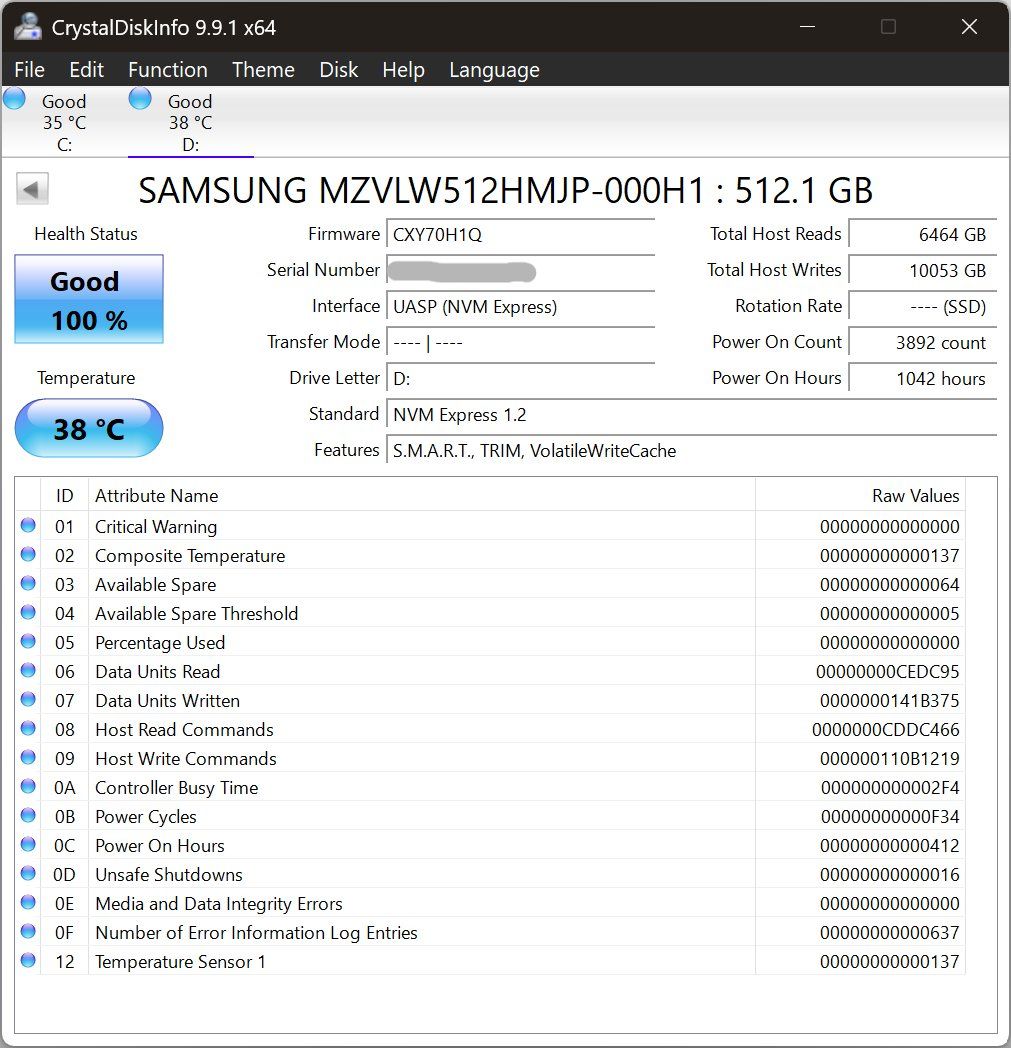 Samsung Harddisks: Samsung PM961 NVMe SSD – Gebraucht aus Bremgarten AG von joker_eat_world 2