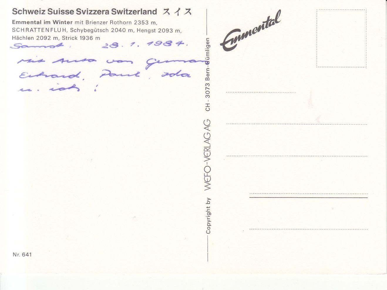 Ansichtskarten: Emmental 1984 – Gebraucht aus Bürglen TG von StampGraf 1