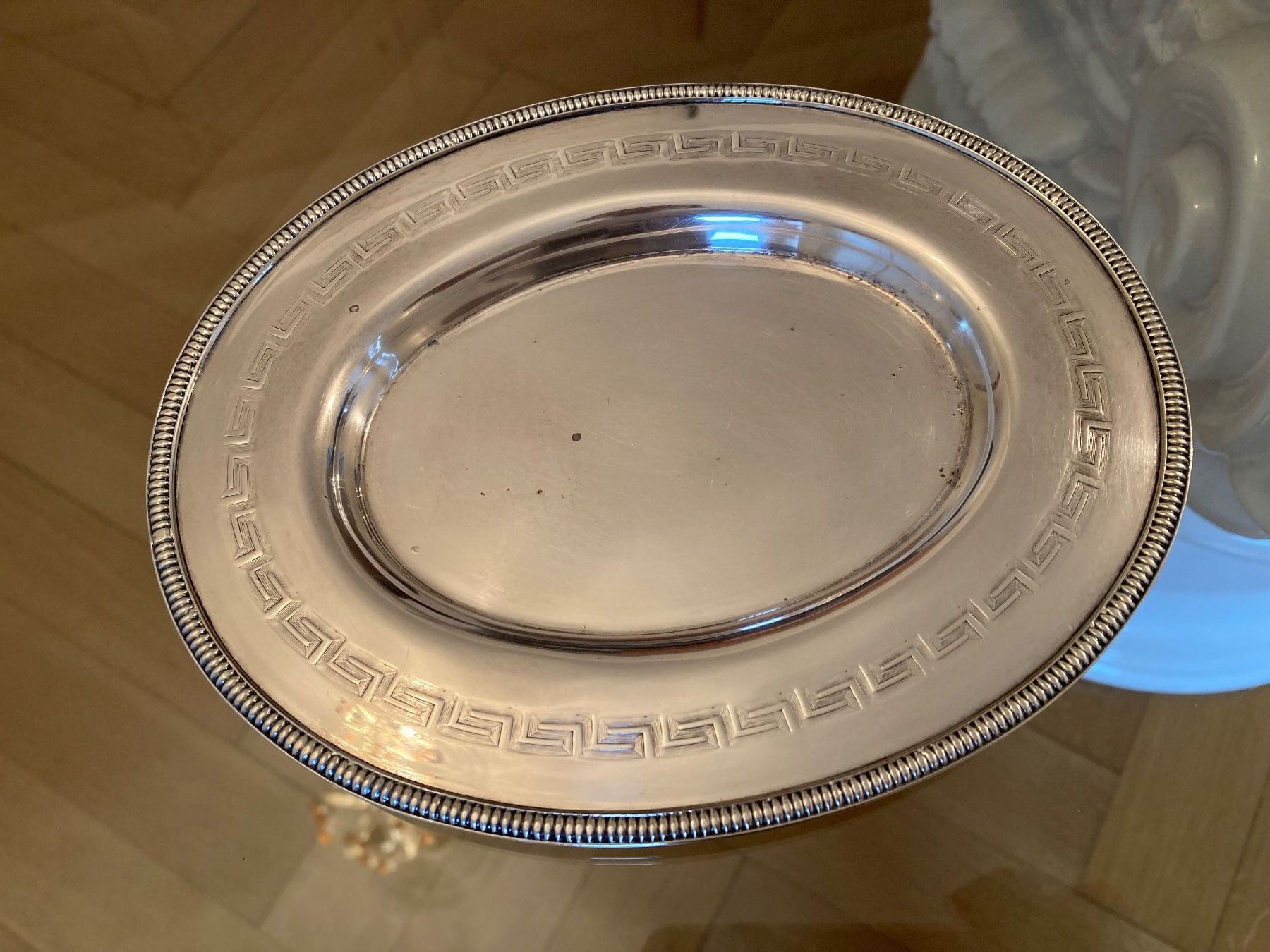 Piatti di portata: TABLETT VIDEPOCHE mit GRECA, 20x15 cm, versilbert – Usato da Zürich venduto da kostbares 1