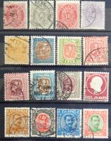 ISLAND : 16 timbres oblitérés des années 1873 à 1920