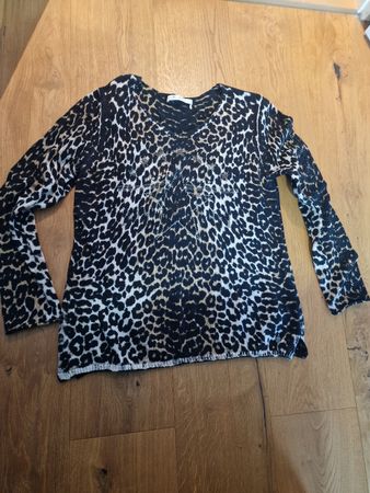 Monari Leopardenmuster Pullover mit Sternen, Gr. 40