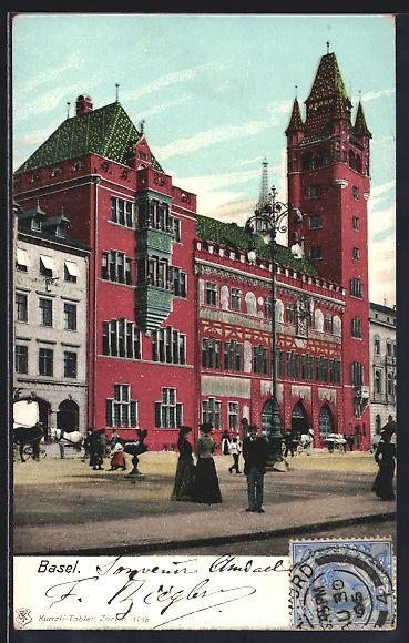 Ansichtskarten: AK Basel, Blick zum Rathaus – Gebraucht aus Berlin von bartko-reher