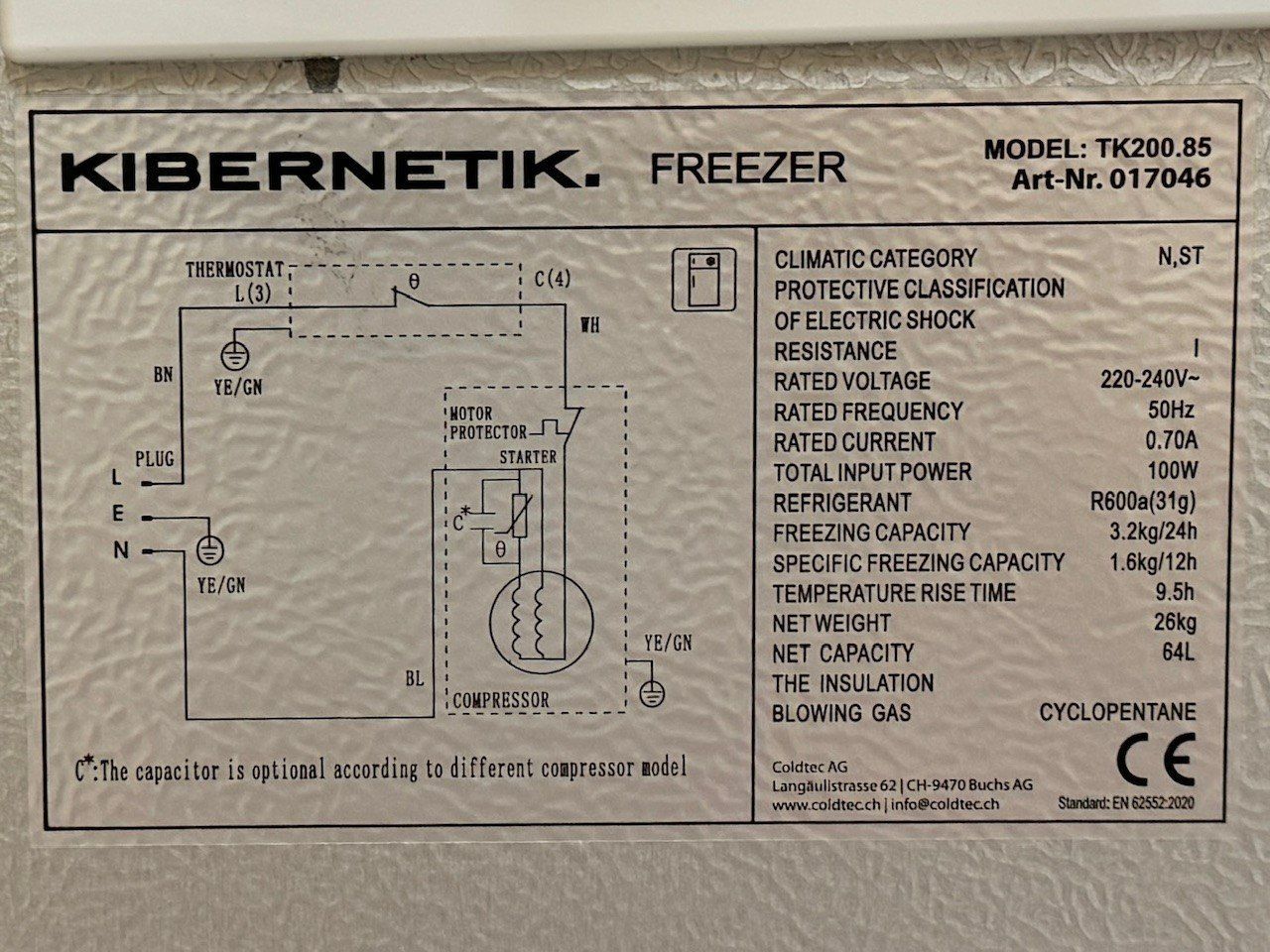 Kibernetik Congelatori: Freezer Kibernetik TK 200.85 – Usato da Moenchaltorf venduto da pipopeier 3