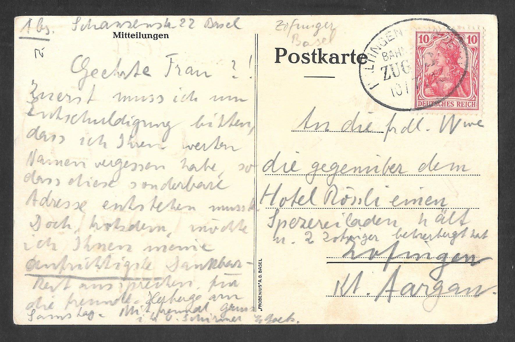 Cartoline postali: Studentenverbindung Zofingia Basel – Usato da Olten venduto da clotaldi 1