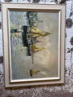 Tableau peinture à l'huile marine avec cadre signé