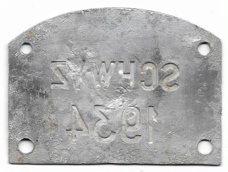 Insegne: Velonummer Schwyz 1934 SZ 34 – Usato da Bülach venduto da anska 1