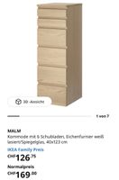 IKEA MALM Kommode 6 Schubladen Eichenfurnier weiss 40x123cm