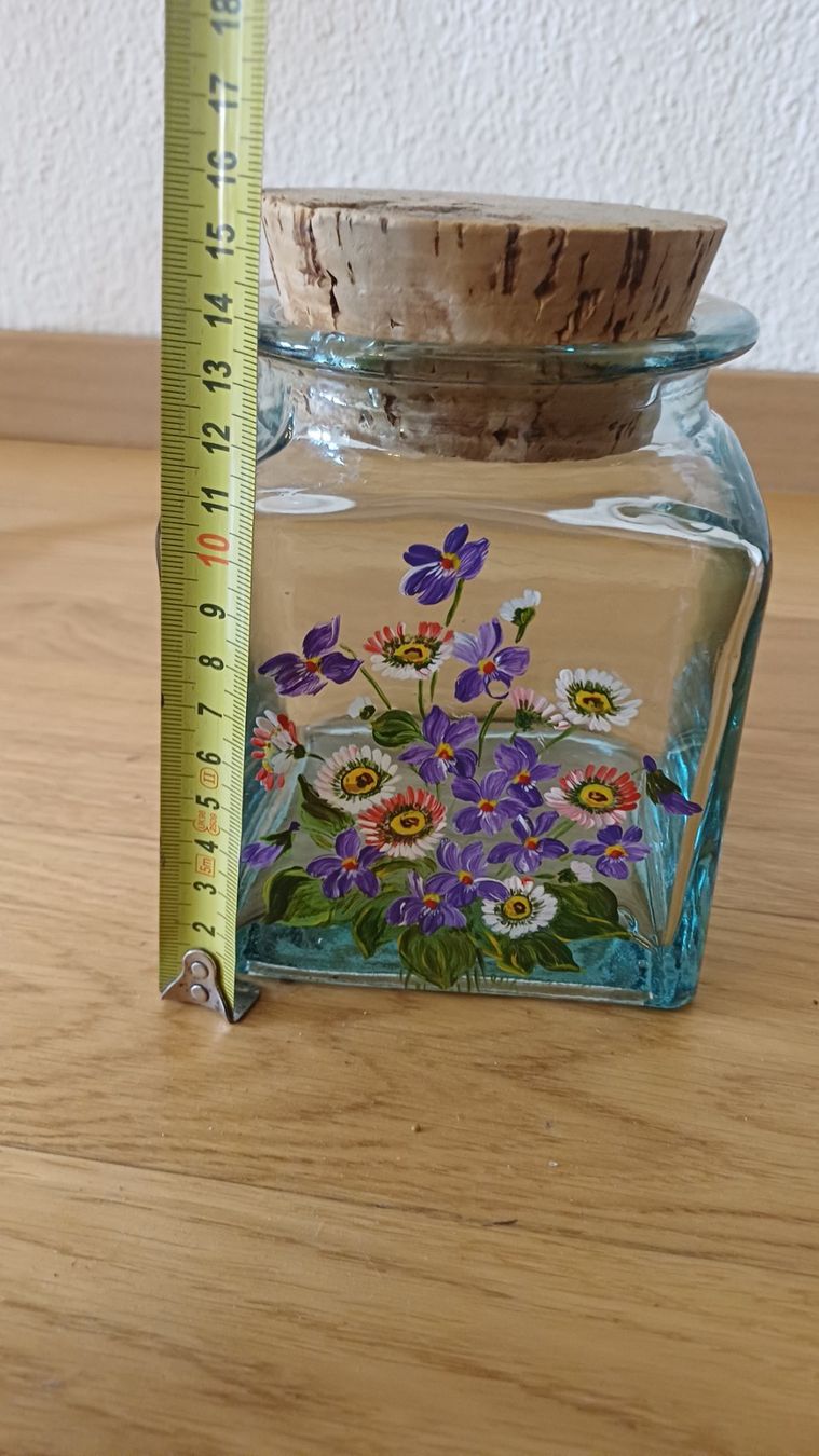 Alle Dekorationen: Glasdose mit Blumenmuster, Handbemalt, Vintage Look – Gebraucht aus Oberneunforn von Bumbam 3