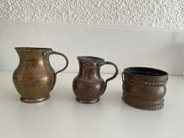 2 Kupfer Krüge / 1 Kupfer Töpfchen