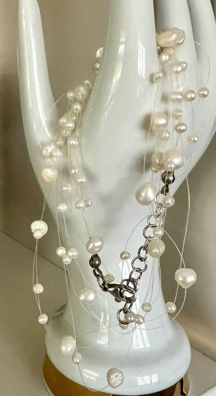 Catenine: Perlenschleier - Vintage Kette mit Süsswasserperlen & Silber – Usato da Ruswil venduto da artbyhand 5